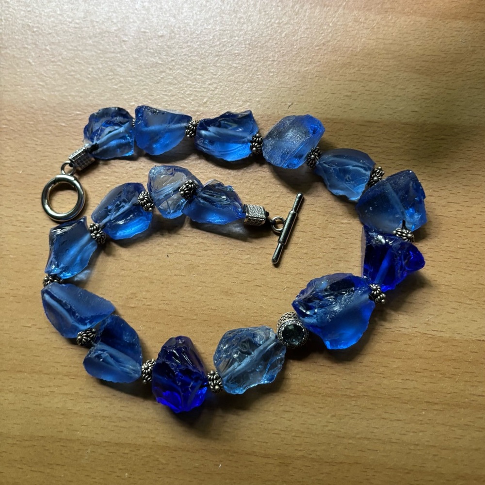 Stunning Blue Artisan Glass Necklace